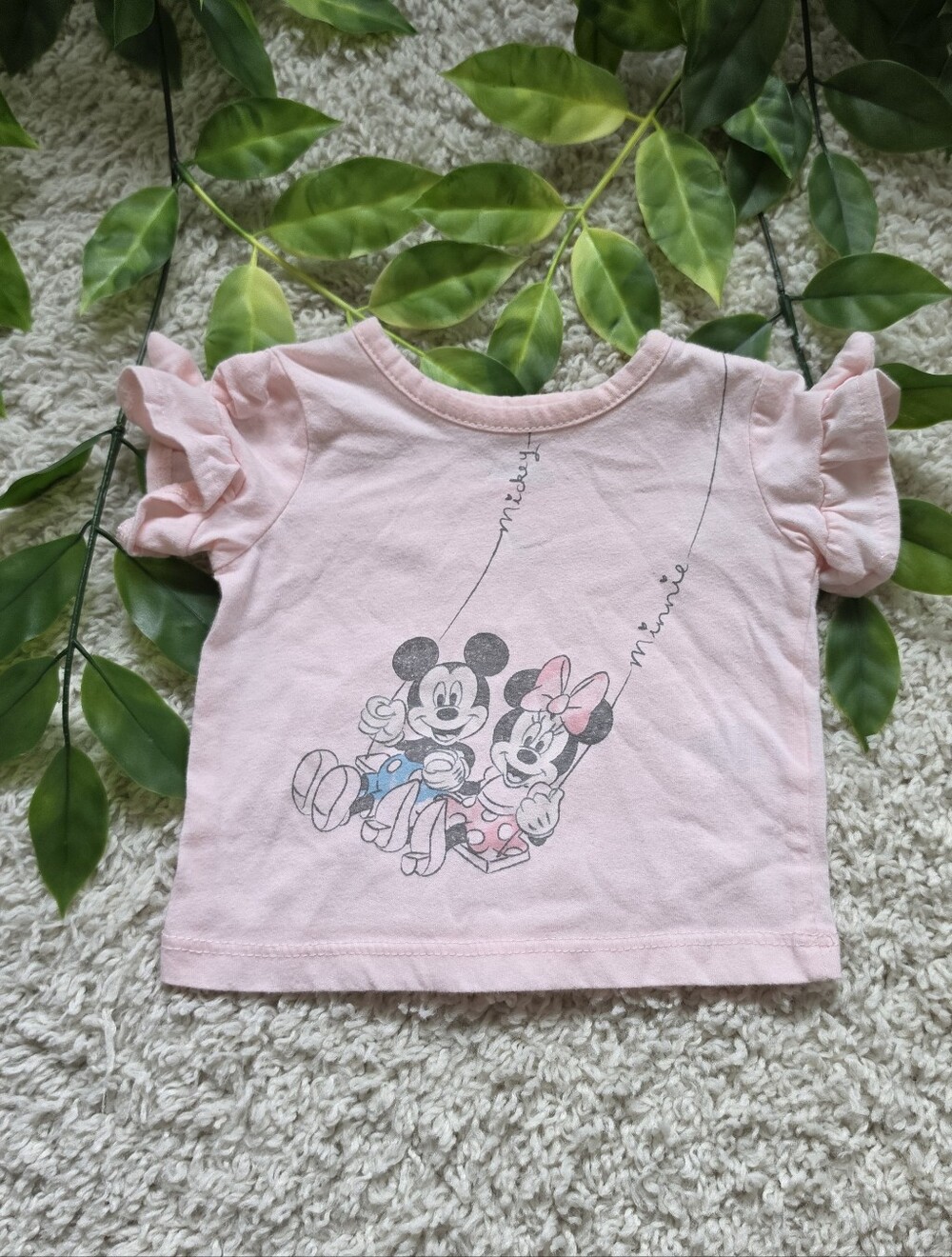 Baby Girl Minnie & Mickey Ruffled Shirt (Newborn)